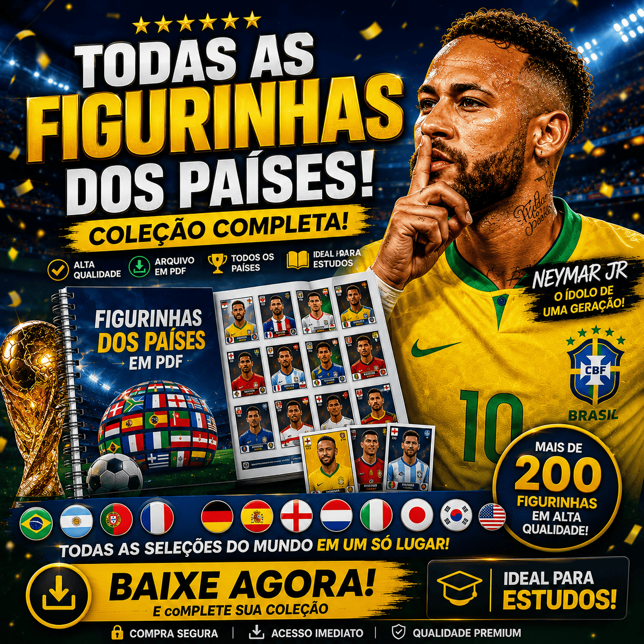 🔥 Coleção de Figurinhas da Copa de Futebol 2026 – Kit Digital